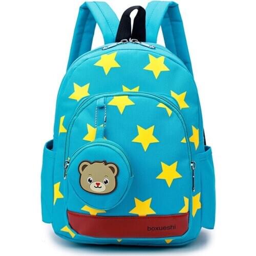 Star Print Kindergarten School Bags Lightweight Nylon Backpack Baby Girls Boys School Backpack for 1-3 Years Old Mochila Infant