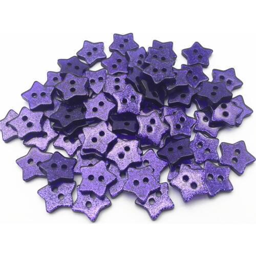 300pcs 14mm Resin Purple Glitter Stars Buttons Sparkle 2 Holes Christmas Crafts Embellishments For Scrapbooking