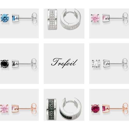 Ear Stud Earrings Round Colorful Star Creole ,925 Sterling Silver Fashion Jewelry Trendy Stone Gift For Women Girls New Earrings