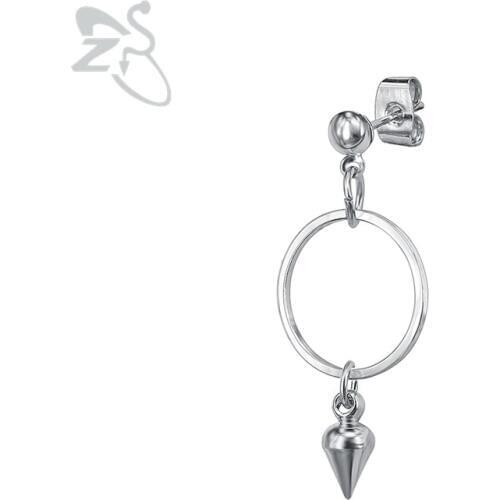 ZS 1 Pcs Circle Earrings Trendy Jewelry Fashion Kpop Accessories Round Sharp Cone Dangle Earring Stainless Steel Gift pendiente