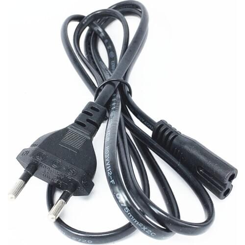 Universal European Lighting Power Cord 2pin C7 C8 to EU charging Extension power cord for Table Lamp Flashlight 1.5M black