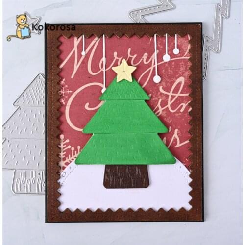 Kokorosa Christmas Tree Border Shape Cutting Dies Metal Dies Scrapbooking Album Card Making Embossing Stencil Diecuts New 2021