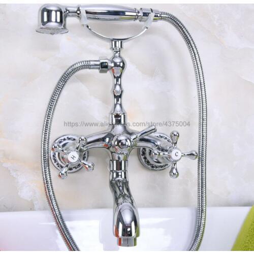 Bathtub Faucets Wall Mounted Bathroom Bath Shower Faucets Polished Chrome Bathtub Faucet With Hand Shower Nna195