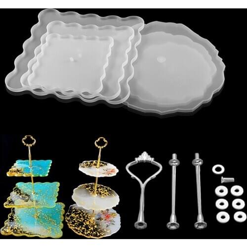 Three Layers Fruit Dish Epoxy Molds Snacks Candy Plates Tray Coaster UV Resin Silicone Mold For DIY Handmade Crafts Making