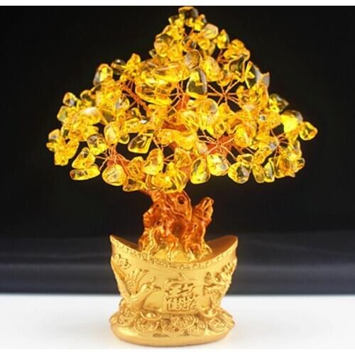 Topaz fortune tree sitting room furnishing wine cabinet TV cabinet ornaments opening gifts housewarming fortune tree cash tree