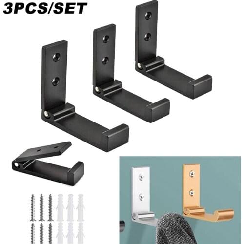 3Pcs/Set Aluminum Folding Coat Hooks Wall-mounted Cupboard Cabinet Hanger Home Living Room Bathroom Storage Rack