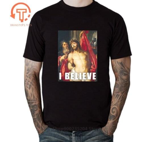 I Believe Jesus T shirts men Real Faith Prayer T-shirt Trust in Jesus tshirt Church Religious Christian Tee shirt homme