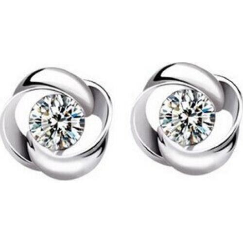 2016 New arrival hot sell fashion shiny zircon crystal 925 sterling silver ladies`stud earrings wholesale jewelry gift