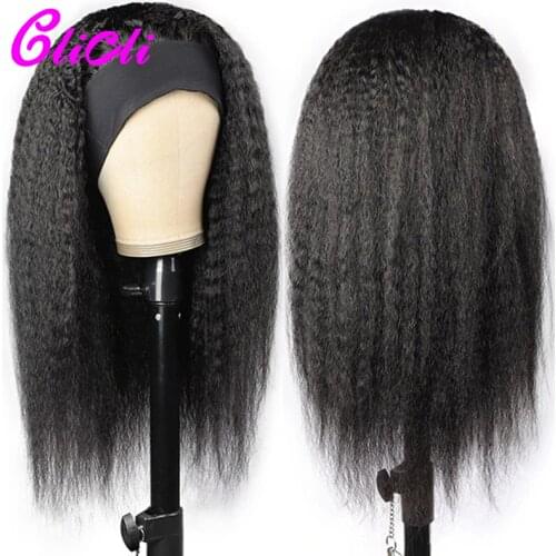 Headband Wig Human Hair Kinky Straight Headband Wigs For Black Women Full Machine Made Brazilian Human Hair Wig Remy 180