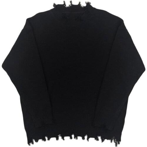 2021 Autumn winter Y2K Streetwear Ripped Hole Women Knitted Sweaters Long Sleeve Solid Color Plus Size Pullovers Female Clothing