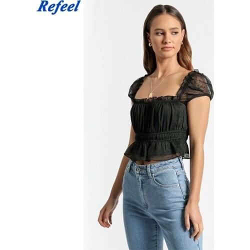 Vintage Black Women Camis Palace Elastic Ruffles Elegant Backless Holiday Ruched Summer Tank Top Harajuku Short Sleeve