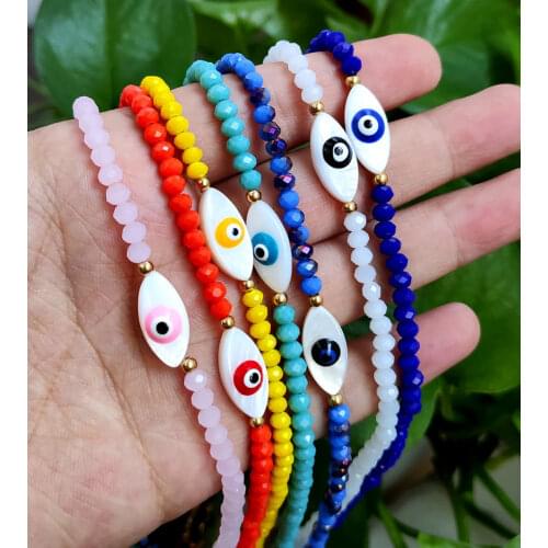 Flatfoosie Trendy New Evil Eye Beads Choker Necklace For Women Boho Handmade Colorful Beaded Necklace Collar Vintage Jewelry