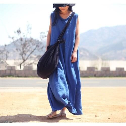 Women Loose Solid Color Wrinkle Sleeveless Dress Ladies Tank Dress Female 2020 Plus Size Dress For Summer