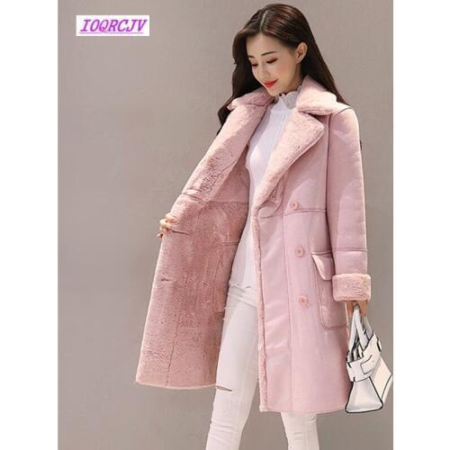 Winter Long Coat And Jacket 2019 New Velvet Thicked Warm Overcoat Women Faux Coats Double Breasted Deerskin Lamb Jacket W117