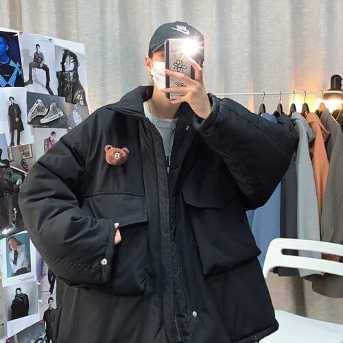 INXYZ 2021 Winter Fashion Jacket Mens Clothing Solid Color Oversize Thick warm Parka Coat Korean Trend Casual Style Unisex