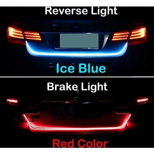 1Set 120CM 150CM 335 LED Car Styling Dynamic Streamer Turn Signal Tail Trunk lights LED Warning Light Ice Blue+Red for VW AUDI