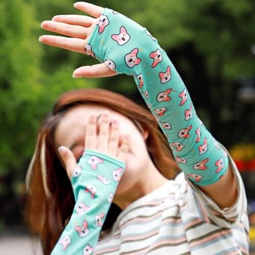 1 Pair Sunblock Ice Sleeves Soft Comfortable Easy to Wear Ice Silk Lady Anti-UV Hand Protection Cover Arm Sleeves