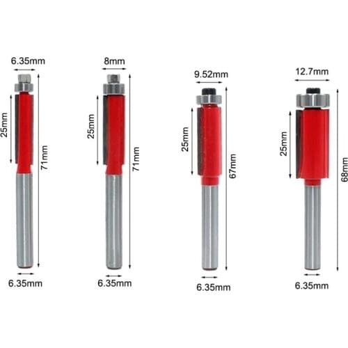 1pc 1/4 Inch Shank 6.35mm Flush Trim Router Bit for Wood Trimming Cutter with Bearing Milling Cutter Woodworking MC01029