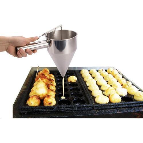 1PC Stainless Steel Octopus Balls Egg Cone Funnel Waffle Maker Tool With Rack Sugar Syrup Dispenser For Cake PH 001