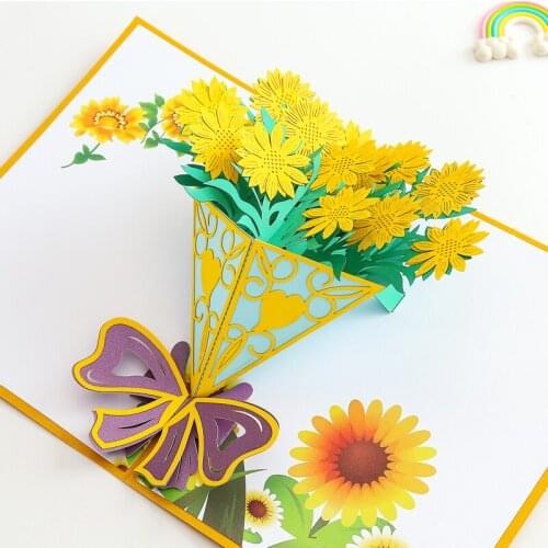 1pcs Korean Creative 3D High-End Flowers Birthday Greeting Card Handmade Three-Dimensional Christmas Thanksgiving Message