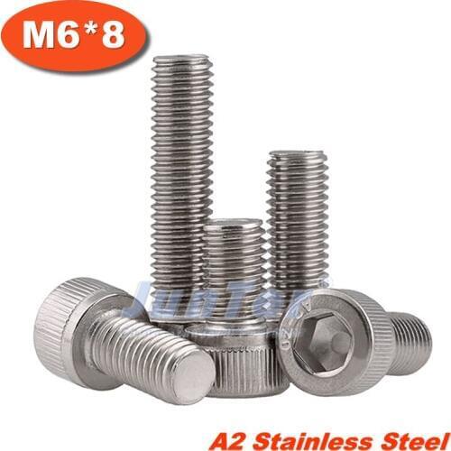100pcs/lot DIN912 M6*8 Stainless Steel A2 Hex Socket Head Cap Screw