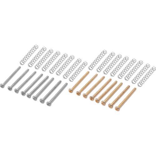 16 Pcs M2.5X32MM Electric Guitar Humbucker Pickups Adjust Height Screw and Spring - Pitch 0.4Mm, 8 Pcs Silver & 8 Pcs Gold