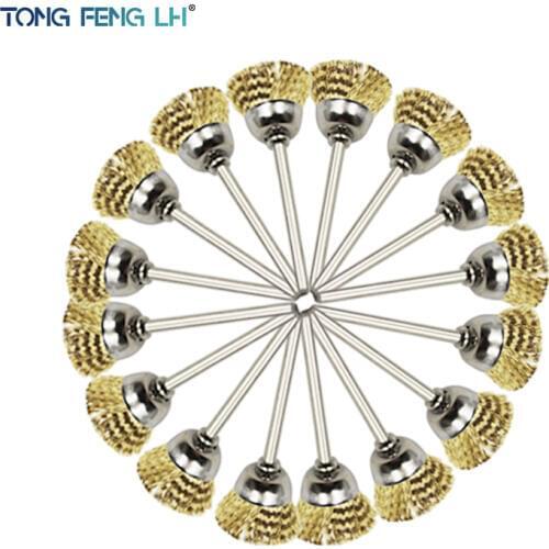 16Pack Brass Wire Cup Brush Fits Dremel Rotary Tool Accessory Finish