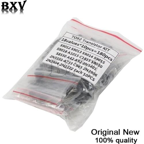 18valuesX10pcs=180pcs 2N2222 S9012 S9013 S9014 A1015 C1815 S8050 S8550 TO-92 Transistor Component Assorted Kit New