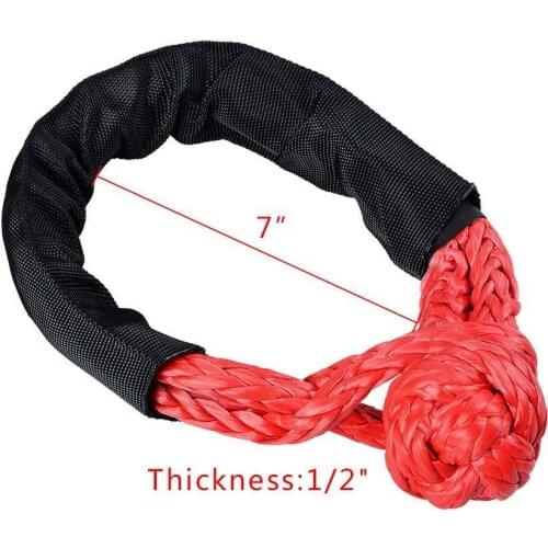2pcs 35,000 lbs Blue Nylon Car Flexible Synthetic Soft Shackle Winch Rope Towing Recovery Straps 35000LB 16T