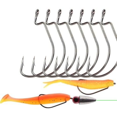 30Pcs Fishing Crank Hooks Set for Soft Bait Wide Gap Offset Worm Lure Carbon Carp Fishing Hook Strong Fish Jig Fishhook Tackle