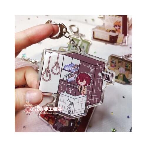 Anime Bungou Stray Dogs Dazai Osamu Nakahara Chuya Ryuunosuke Cosplay Acrylic Figure Pendant Bag Keychain keyring Toy Gift