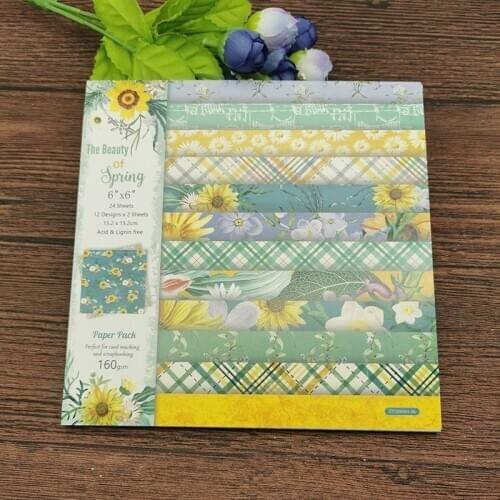AOKEDIY 24 sheet 6"X6"Lovely beauty spring patterned paper Scrapbooking paper pack handmade craft paper craft Background pad