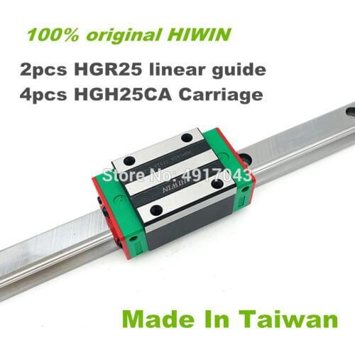 Free shipping 100% original HIWIN 2pcs HGR25 200 300 400 500 600 700 800 1000mm Linear Guide rail + 4pcs HGH25CA HIWIN Carriage