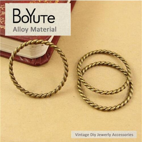 BoYuTe (100 Pieces/Lot) 26MM Zinc Alloy Materials Antique Bronze Plated Twisted Lines Circle Diy Jewelry Accessories Wholesale