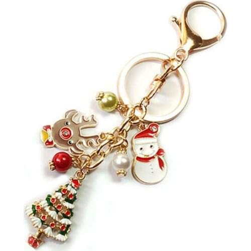 20pcs/lot Custom Christmas Style Key Chain Deer Snowman Charms Pendant Key Chain For Bags Holder Charms Key chain