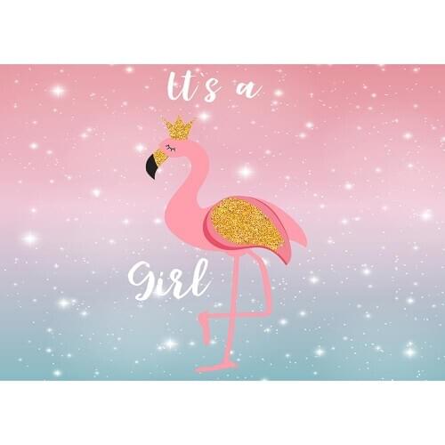 Gradient Glitter Crane Photo Backdrop Customized Backgrounds for Baby Shower Girl Children Birthday Photoshoot Photography Props
