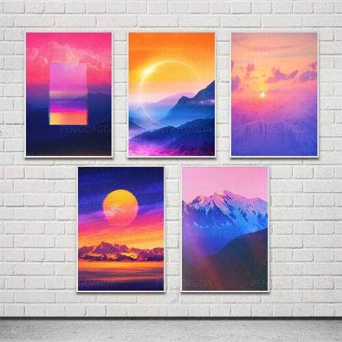 HD Prints Mountain Sunset Canvas Painting Wall Art Planet Landscape Poster Modern Home Decor Living Room Modular Pictures Frame