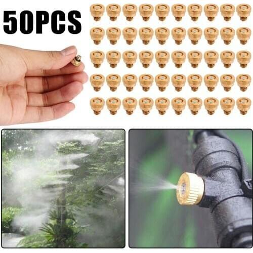 Areyourshop 50X Brass Misting Nozzles Water Mister Sprinkle For Cooling System 0.024" 10/24