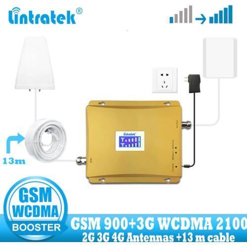 Lintratek Russia 900 3G UMTS 2100 WCDMA Cellular Signal booster GSM repeater 2g 3g 900/2100 Mhz Dual Band Cellphone Amplifier