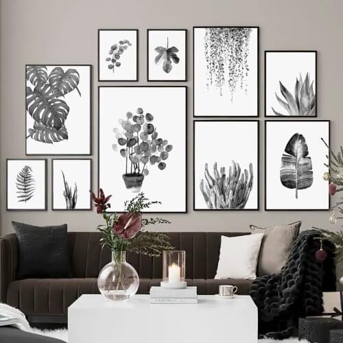 Minimalism Black White Plant Leaf Wall Art Canvas Painting Nordic Posters And Prints Wall Pictures For Living Room Home Decor