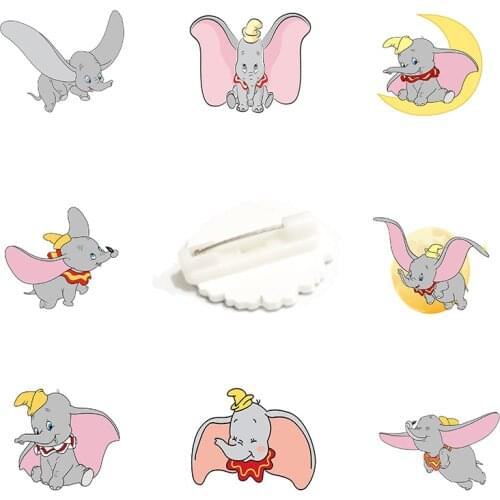 Disney Grey Dumbo Fashion Design Brooch Acrylic Epoxy Children Clothes Collar Accessories Cute Cartoon Brooch