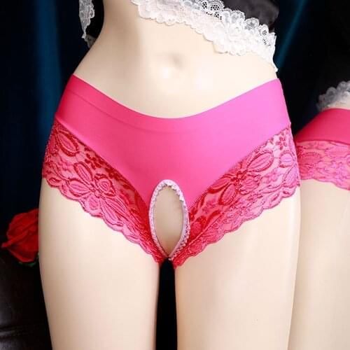 Men Open Crotch Erotic Lingerie Sissy Open Penis Hole Panties Underpant Mens Lace Transprant Briefs Gay G-String Thong Underwear