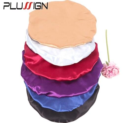 Plussign Satin Bonnet Hair Cap Sleep Hat Large Size 32Cm Silky Big Bonnet For Lady Sleep Cap Headwrap Hat With Adjustable Stap