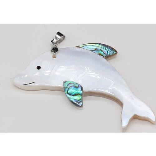 Natural Shell Pendants Necklace Accessories Dolphin Shape White Shell Abalone Shell Charms For Jewelry Making Bracelet Toy Gift