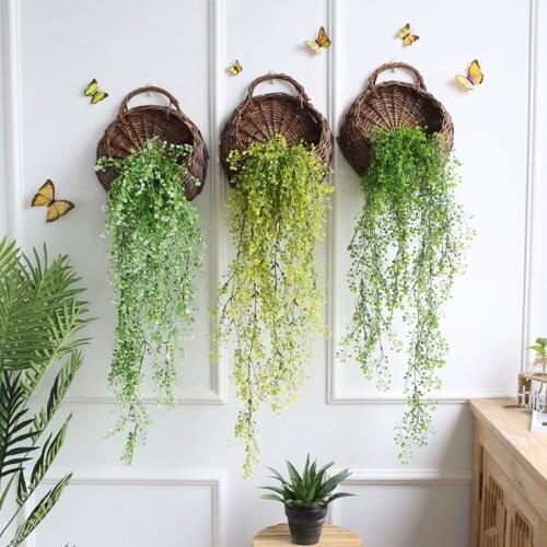 80CM Rattan Vine Room Decor Murale Chambre Aesthetic Plantas Artificiales Home Decoration Accessories Wall Hanging Fake Plants
