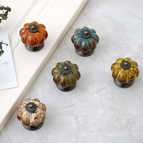 Furniture Handle Pumpkin Leopard Ceramic Handle Wardrobe Cabinet Shoe Cabinet Door Handle European and American Retro Trade