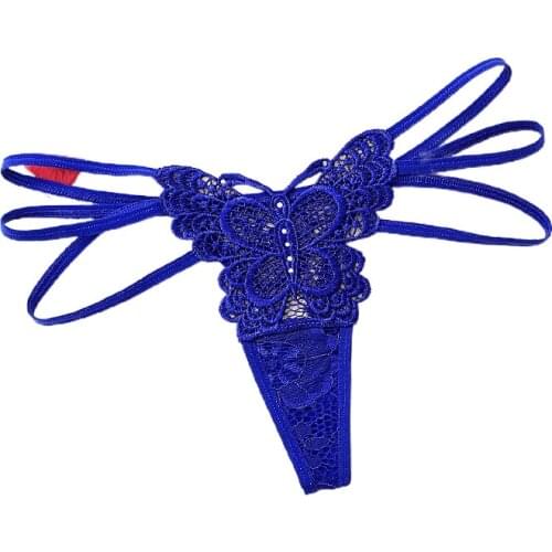 Sexy Butterfly Underwear Womens Fashion Hollow Temptation Ribbon Lace Thong G-String White Red Purple Green