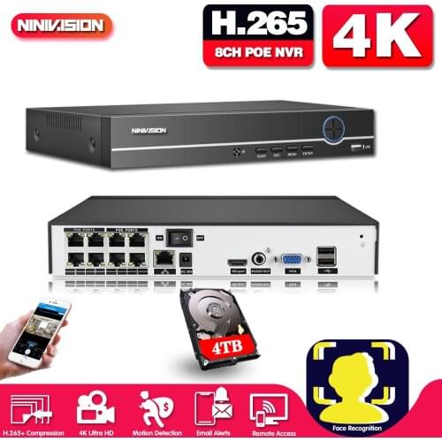 4K 8MP 5MP Ultra HD POE NVR Video Recorder Onvif H.265 48V IP Camera CCTV System P2P Network Security Surveillance Camera