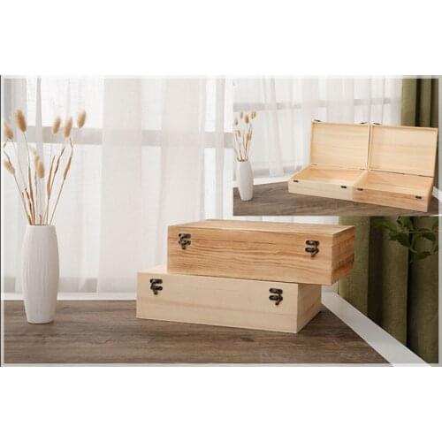 Special Wooden Box Flip Type Pine Rectangular Wooden Box Retro Box Storage Box with Lock