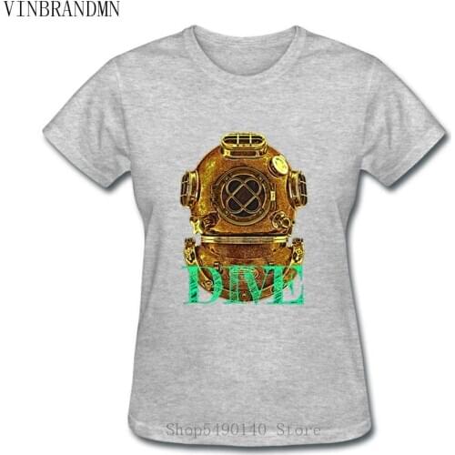 2020 Vintage Diving Design Streetwear Tshirts Deep Sea Diver Organic Cotton T-Shirt Novelty Womens Fashion Scuba Dive Tee Shirt